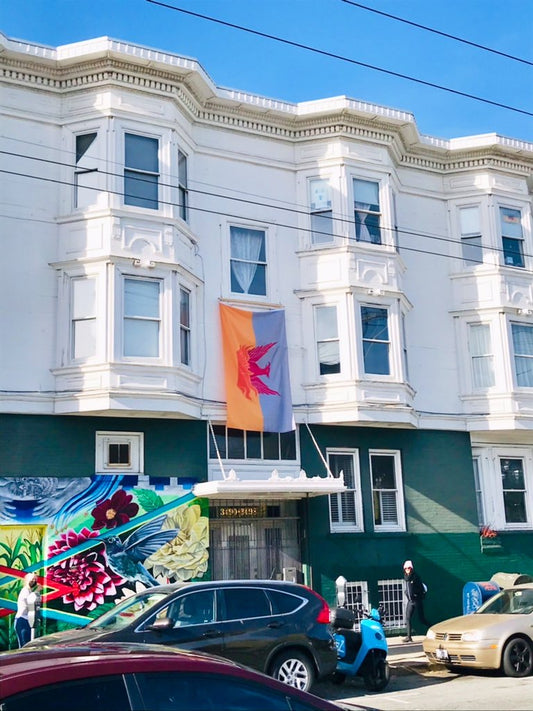 Super Large - 6'x9' / 6'x10' San Francisco Fog & Gold Flag